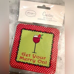NEW. Set of 4 Christmas coasters